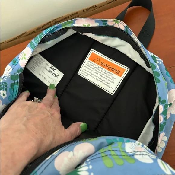 L.L.Bean Floral School Backpack Blue Green Book Bag Laptop Travel Bag - Picture 8 of 12